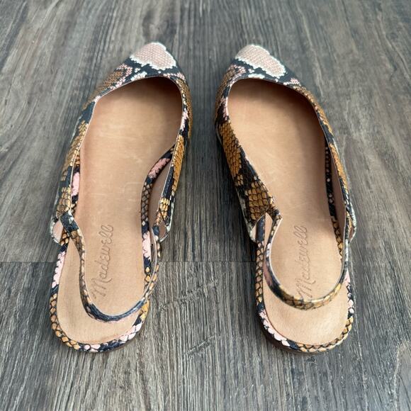 Madewell The Margot Snake Embossed Slingback Leather  Flats - Picture 5 of 11